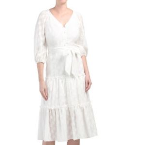 Donna Morgan Tiered polka-dot dress